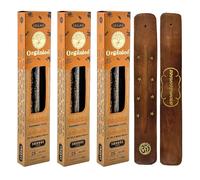 Aromasenses Pack of 3 Boxes Organic Incense Ullas Orange + 1 Aroma Incense Holder 100% Natural and Ecological Incense Aromatherapy with Natural Herbs 25 g x 3 = 45