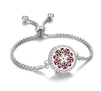 Aromatherapy Bracelet Essential Oil Diffuser Bracelet Crystal Charm Yoga Meditation Gift (Flowers)