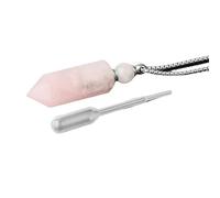 Aromatherapy Crystal Pendant Necklace,Hexagonal Point Stone Pendant with Silver Chain,Essential Oil Diffuser Perfume Bottle for Women Men Rose Quartz