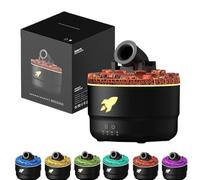 Aromatherapy Diffuser Humidifiers, Humidifiers with Timer for Bedroomm, Volcano Turret Creative Smoke Rings Humidifiers with Color LED Light, Waterless Auto-Shut Off, for Bedroom Home Office (Black)