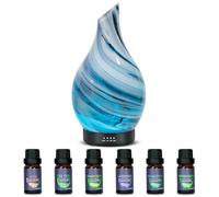 Aromatherapy Essential Oil Diffuser for Home- 150ml Art Glass Diffuser for Essential Oils with Waterless Auto Shut-Off 4 Timer 7 Colors LED Night Light for Home Office Decor Gifts for Women