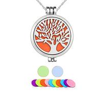 Aromatherapy Essential Oil Diffuser Pendant Necklace,WAWJ Life Tree Stainless Steel Christmas Mothers Day Gift Jewelry with 24" Chain & 12 Felt Pads