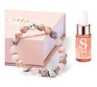 Aromatherapy Essential Oil Lava Diffuser Bracelet for Women - Rose Quartz, Zebra Jasper Beaded with Love Lock Charm - Mindfulness Self-Care Gift for Mother's Day, Birthdays, & Friendship (Size M)