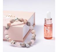 Aromatherapy Essential Oil Lava Diffuser Bracelet for Women - ZRose Quartz and Zebra Jasper Beaded with Love Lock Charm - Mindfulness Self-Care Gift for Mother's Day, Birthdays, & Friendship (Size S)