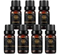 Aromatherapy Essential Oil Set for Diffuser, Cedar Essential Oils Kit, 7X10ml Essential Oils Set-Cedar, Frankincense, Jasmine, Myrrh, Patchouli, Sandalwood,Ylang Ylang Oil