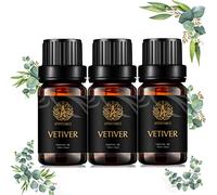 Aromatherapy Essential Oils Set, & Vetiver Essential Oils Scent Kit, 3 * 10ml Vetiver Aromatherapy Essential Oils Fragrance Oils Sets for Diffuser, Humidifier, Massage