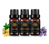 Aromatherapy Ginger Essential Oil Set for Diffuser, 3X10ml Lavender Essential Oil Kit for Humidifier- Lavender, Ginger, Peppermint Essential Oils Set, Aromatherapy Peppermint Oils Kit