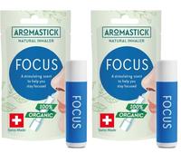 Aromatherapy Nasal Inhaler [Made in Swiss] Organic Essential Oils Set Diffuser for Sleep, Stress, Anxiety and Others [ Portable Aromatherapy Stick] (Focus) (Pack of 2)