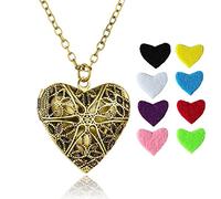 Aromatherapy Necklace,Alloy Hollow Love Heart Locket Pendant Essential Oil Diffuser Pendant With 8 Aromatherapy Tablets,Never Retro Style Fade Jewelry Gifts For Women Girls Professional Processed