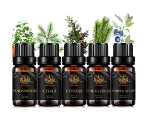 Aromatherapy Woody Essential Oil Set for Diffuser, 100% Pure Sandalwood Essential Oil, 5x10ml Therapeutic Grade Cedar Oil Set for Diffuser -Juniper Berry, Pine Needles, Cypress, Sandalwood, Cedar Oil