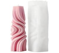 Aromatic Candle Silicone Mould -3D Striped Pillar DIY Candle Holder Ornament, Pillar Candles Modern Aesthetic Ribbed Decorative Candle Mould for Party Dinner Ornaments Weddi Large-Wave-Cylinder-Mould