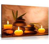 Aromatic Candles & Zen Stones Canvas Wall Art Picture Print (12x8in)