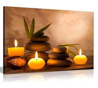 Aromatic Candles & Zen Stones Canvas Wall Art Picture Print (24x16in)