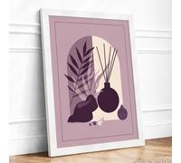 Aromatics & Botanicals Minimalist Framed Wall Art Print A2 (59.4×42cm) White, Wall Decor for Living Room, Bedroom, Office & Home, Ready to Hang, Art Gift