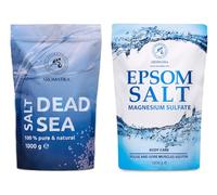 AROMATIKA Bath Salts Set 2x1000g - Epsom Salt & Dead Sea Salt - 100% Pure Natural Bath Salts - Magnesium Sulphate Bath Soak for Body Care, Relaxation, Home Spa, Stress Relief & Wellness