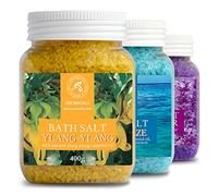 AROMATIKA Bath Salts Set - 3 x 400 g Aromatherapy Bath Soak with Lavender, Sea Breeze & Ylang-Ylang Scents for Good Sleep, Stress Relief & Relaxation, Body Care, Wellness, Beauty & Home Spa, Gift Idea