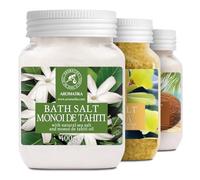 AROMATIKA Bath Salts Set - 3 x 400 g Aromatherapy Bath Soak with Monoi de Tahiti, Vanilla & Coconut Scents for Good Sleep, Stress Relief & Relaxation, Wellness, Body Care, Beauty & Home Spa, Gift Idea