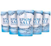 AROMATIKA Epsom Bath Salt Set of 5 (5 x 1kg) - 100% Pure Magnesium Sulphate Crystals - Mineral Bath Soak for Body Care & Relaxation - Natural Home Spa Bath Salts for Muscle Relaxation & Daily Use