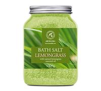 AROMATIKA Lemongrass Bath Salts with Natural Essential Oil - 600 g Refreshing Aromatherapy Detox Bath Soak for Good Sleep, Stress Relief & Relaxation, Body Care, Beauty, Home Spa Wellness, Gift Idea