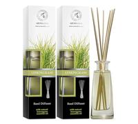 AROMATIKA Lemongrass Reed Diffuser Set 2x100ml - Natural Essential Oil | Natural Lemongrass Fragrance with Reed Sticks - Long Lasting Air Freshener for Home & Office - Fresh Citrus Scent