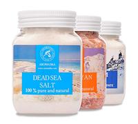 AROMATIKA Mineral Bath Salts Set - 3 x 350 g Epsom Salt, Himalayan Pink Salt & Dead Sea Salt, Natural Bath Soak for Good Sleep, Relaxation, Body Care, Beauty, Wellness & Aromatherapy Spa, Gift Idea