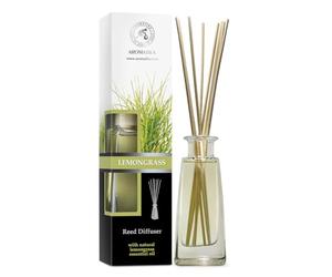 AROMATIKA Reed Diffuser Lemongrass 100ml - Natural Lemongrass Essential Oil Room Fragrance, Aromatherapy Scented Diffuser with Sticks for Home, Office & Spa - Long Lasting Air Freshener, Gift Idea