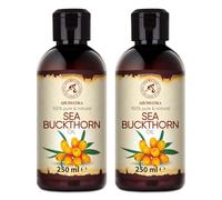 AROMATIKA Sea Buckthorn Fruit Carrier Oil Set 2x250ml - 100% Pure & Natural Cold Pressed Unrefined Hippophae Rhamnoides Oil for Hair, Face & Body - Massage, Aromatherapy, Relaxation & Spa