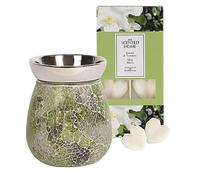Aromatize Aroma Electric Wax Melt Burner - Jade Crackle With Ashleigh & Burwood Wax Melts (Jasmine & Tuberose)