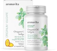 Aromavita Organic Oregano Oil Capsules - Extra Strength with 86-90% Carvacrol - Immune & Digestive Support - Natural Antioxidant, Vegan Herbal Supplement - Greek - Fast Absorption - 60 Capsules