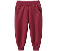aromm Boys Cotton Sport Joggers Elastic Waistband Kids Casual Play Long Sweatpants Trousers Red, 140