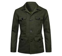 aromm Men's Lightweight Linen Jacket Button up Breathable Casual Blazers Coat Green with Pockets, XL