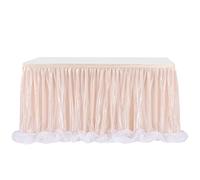 aromm Tulle Table Skirt Cover for Baby Shower Wedding Parties Table Decor 14 FT (L427cm×H77cm) Champagne