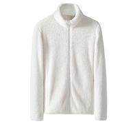 aromm Women's Warm Full Zip Casual Long Sleeve Soft Polar Fleece Jacket White for Outdoor Sport Travel Hiking Skiing, XXL