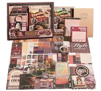 Aromoty Aesthetic Scrapbook Kit, Vintage Scrapbooking Supplies Kit for Bullet Junk Journal, A6 Grid Notebook, Stationary Journaling Supplies,DIY Craft Decor Birthday Gifts for Women Kid Teen Girl