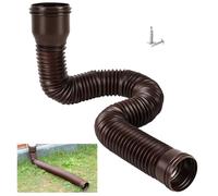 AROMUJOY 1 Piece Drain Flexible Downpipe Extension, Round Extendable Rain Gutters Downpipe Extensions from 47 to 150 cm, Gutter Drain Connection Set for Downpipe 80/100 mm, Brown