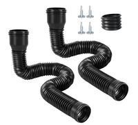 AROMUJOY Pack of 2 Flexible Downpipe Extension, Round Extendable Rain Gutters, Downpipe Extensions from 47 to 150 cm, Gutter Drain Connection Set for Downpipe 80/100 mm, Black