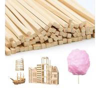 AROMUJOY Pack of 200 Square Wooden Sticks, Cotton Candy Sticks, Square, 30 cm x 4 x 4 mm, Wooden Sticks for Crafts for Woodworking, Art Projects & DIY