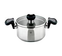 Aron Cooking Pot - Design Star Awarded with Red Dot and IF Award - Pot with Glass Lid Made of 18/10 Stainless Steel - Diameter 16 cm - Suitable for