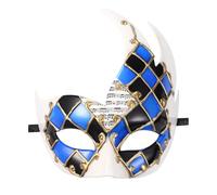 Aroncent Mens Venetian Masquerade Mask: Blue and Gold Checkered Half Face Mask - Perfect for Halloween Mardi Gras Costume Parties