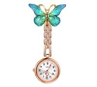 Aroncent Pin-On Hanging Nurse Watch: Easy to Read with Butterfly Decoration and Secondhand Stethoscope - Lapel Fob Pocket Badge Watches for Doctor Nurse - Cyan