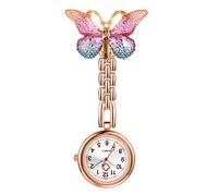 Aroncent Pin-On Hanging Nurse Watch: Easy to Read with Butterfly Decoration and Secondhand Stethoscope - Lapel Fob Pocket Badge Watches for Doctor Nurse - Purple