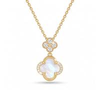 AROOCUTE Four Leaf Clover Mother of Pearl Pendant Necklace | Four Leaf Clover Necklace for Women, Plated Mother of Pearl Pendant ,Necklace with Cubic Zirconia, Dainty Quatrefoil Clover