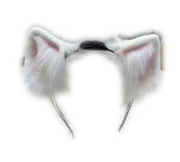 Aroogudo Handmade Electric Ears and Tail, Props for Role - Playing Games, Suitable for Various Holiday Parties. (Electric Ear White)