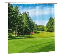 AROONS Golf Course Lawn Printed Shower Curtain With 12 Hooks Opaque Quick Drying Waterproof Shower Curtains Sets For Bathroom 183x183 Cm