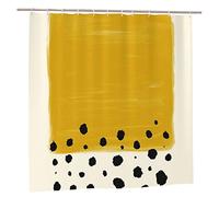 AROONS Mustard Yellow And Black Printed Shower Curtain With 12 Hooks Opaque Quick Drying Waterproof Shower Curtains Sets For Bathroom 183x183 Cm