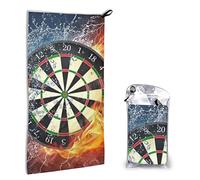 AROONS Quick Dry Hand Towel With Bag - Dart Board Printed Super Absorbent Face Cloth Microfiber Travel Sports Towels 40x80cm