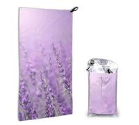 AROONS Quick Dry Hand Towel With Bag - Romantic Purple Lavender Printed Super Absorbent Face Cloth Microfiber Travel Sports Towels 40x80cm