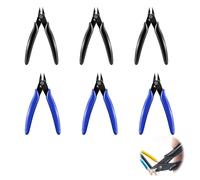 AropaeenGlowry 6-Piece Wire Cable Cutter Set - Precision Flush & Side Cutters with Wire Strippers, Electrical Snips Pliers with Soft Grip Handles (Blue & Black)