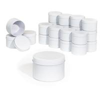Aroparc Candle Tins 8oz, 24 Piece Bulk Containers for Candle Making Supplies Candle Jars with Lids - White