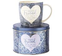 Arora 7051 Said with Sentiment Mug & Tin-Best Friend, Ceramic Blue